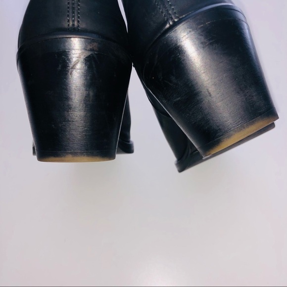 All Saints Black Leather Utilitarian Western Ankle Boots/Booties size 40 | US 10 - Picture 7 of 13